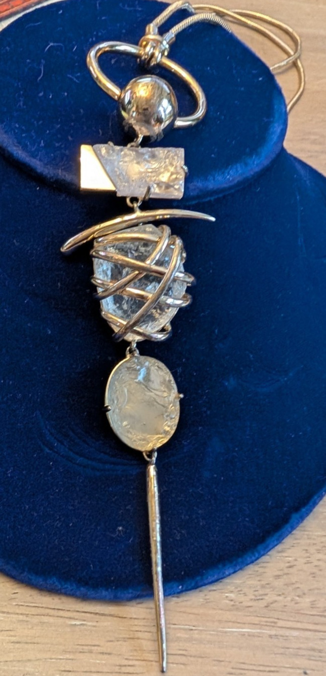 ALEXIS BITTAR Gold Tone Crystal Lucite LONG Necklace‎ - 36"